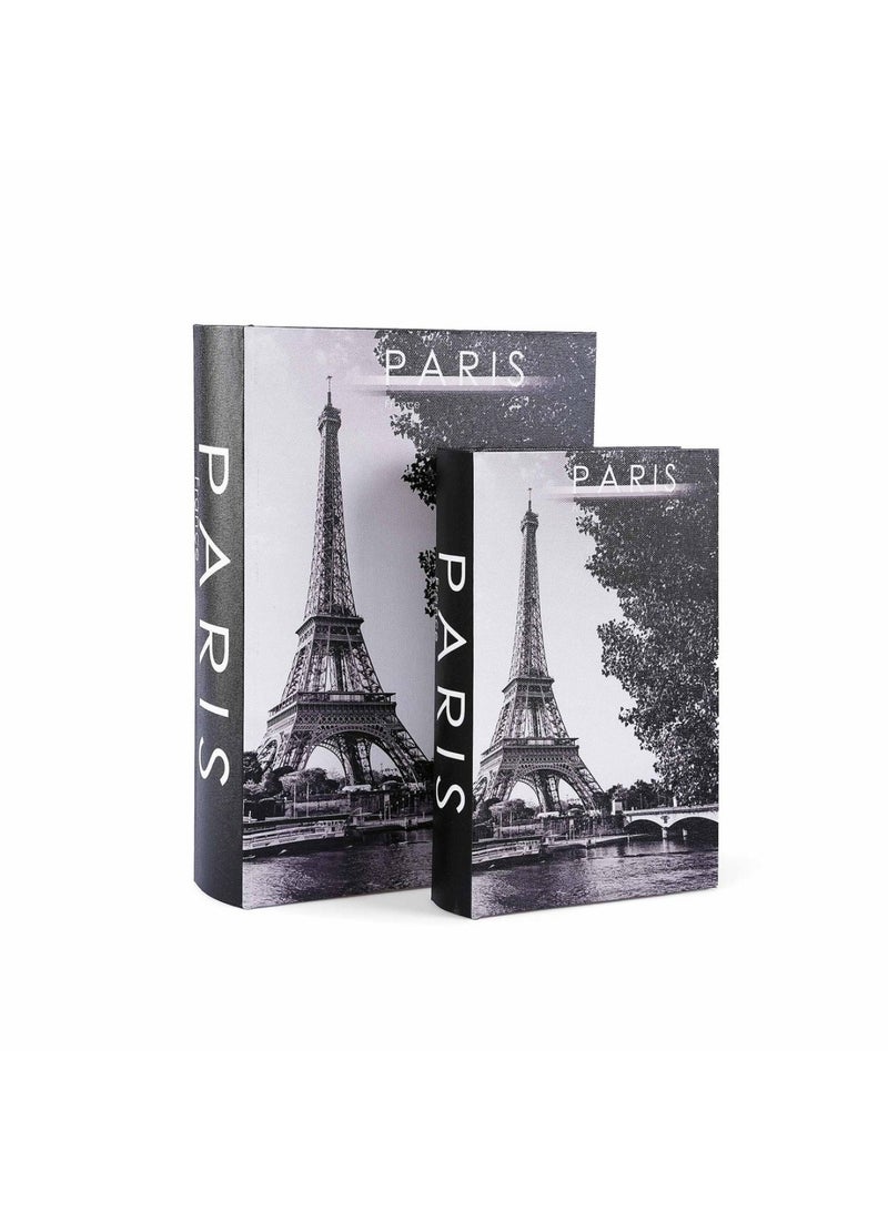 Pan Home مجموعة برج إيفل من 2 صندوق كتاب 32X24X8 سم - رمادي - Image 1