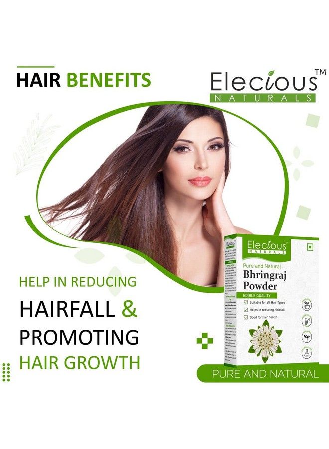 Elecious Bhringraj Powder For Hair Growth (200 Grams) ; Edible ; Good For Hair Pack Hair Oil And Oral Consumption ; Preservative Free - Image 3