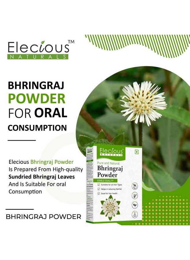 Elecious Bhringraj Powder For Hair Growth (200 Grams) ; Edible ; Good For Hair Pack Hair Oil And Oral Consumption ; Preservative Free - Image 5