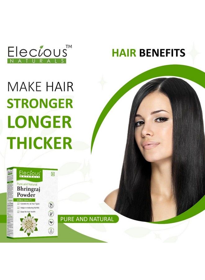 Elecious Bhringraj Powder For Hair Growth (200 Grams) ; Edible ; Good For Hair Pack Hair Oil And Oral Consumption ; Preservative Free - Image 4