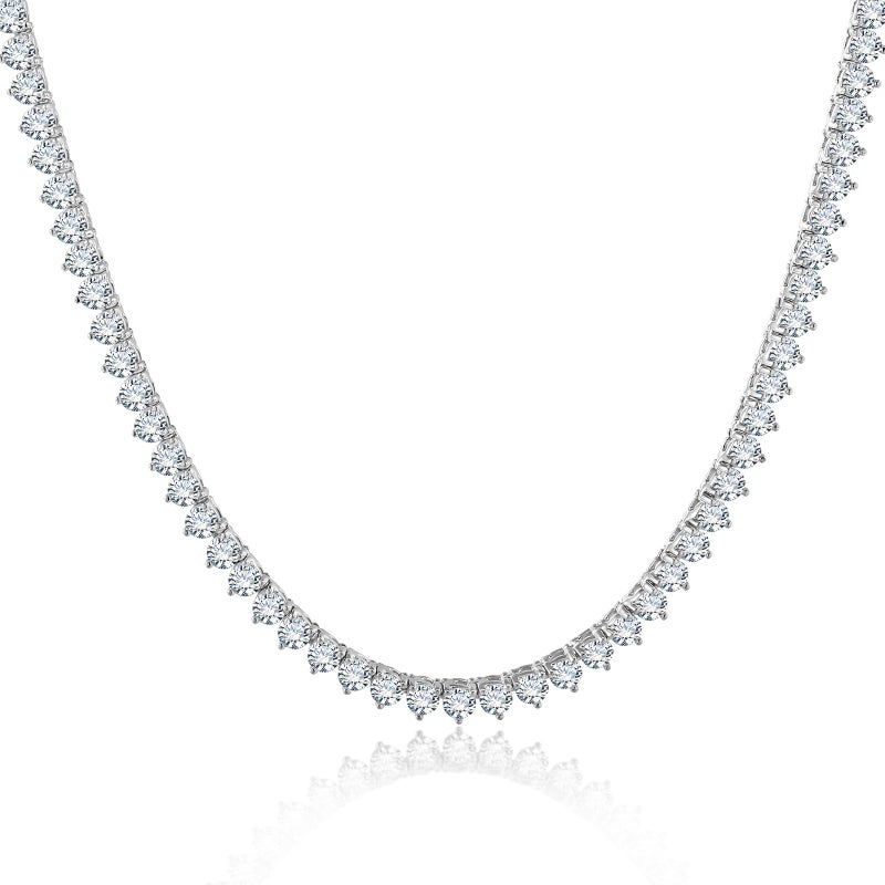 Kose Tennis Necklace 18K white/yellow Gold for Women and Men | 3 Prong Plated 5A 4.0mm Round Cubic Zirconia Cut Faux Diamond Tennis Chain (white gold, 20in) - Image 1