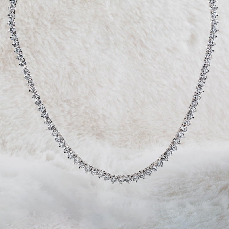 Kose Tennis Necklace 18K white/yellow Gold for Women and Men | 3 Prong Plated 5A 4.0mm Round Cubic Zirconia Cut Faux Diamond Tennis Chain (white gold, 20in) - Image 4