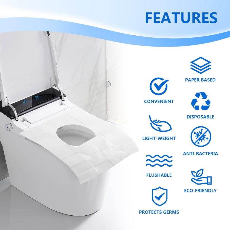 TenFans Toilet Seat Covers (60 pack), XL Flushable and Biodegradable Paper Cover Disposable for Adult and Kidsâ€™ Potty Training, Great for Airplane, Travel Seats, Public Restroom and Camping - Image 2