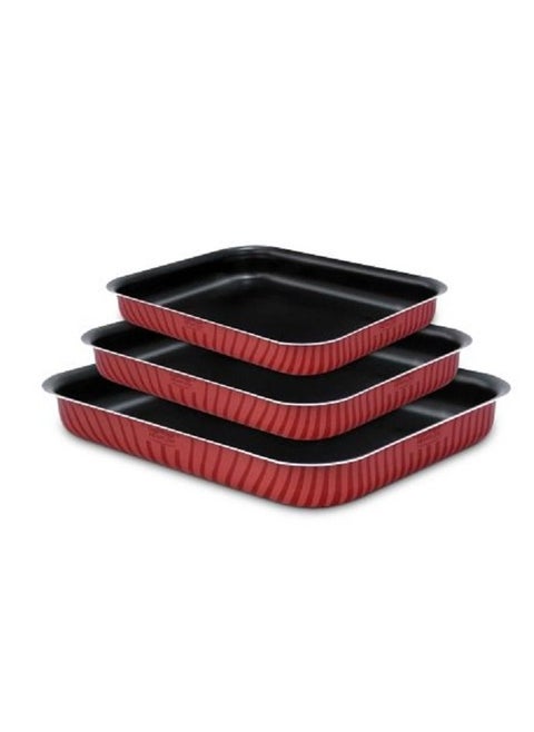 Newflon 3-piece rectangular oven tray set for multi-use