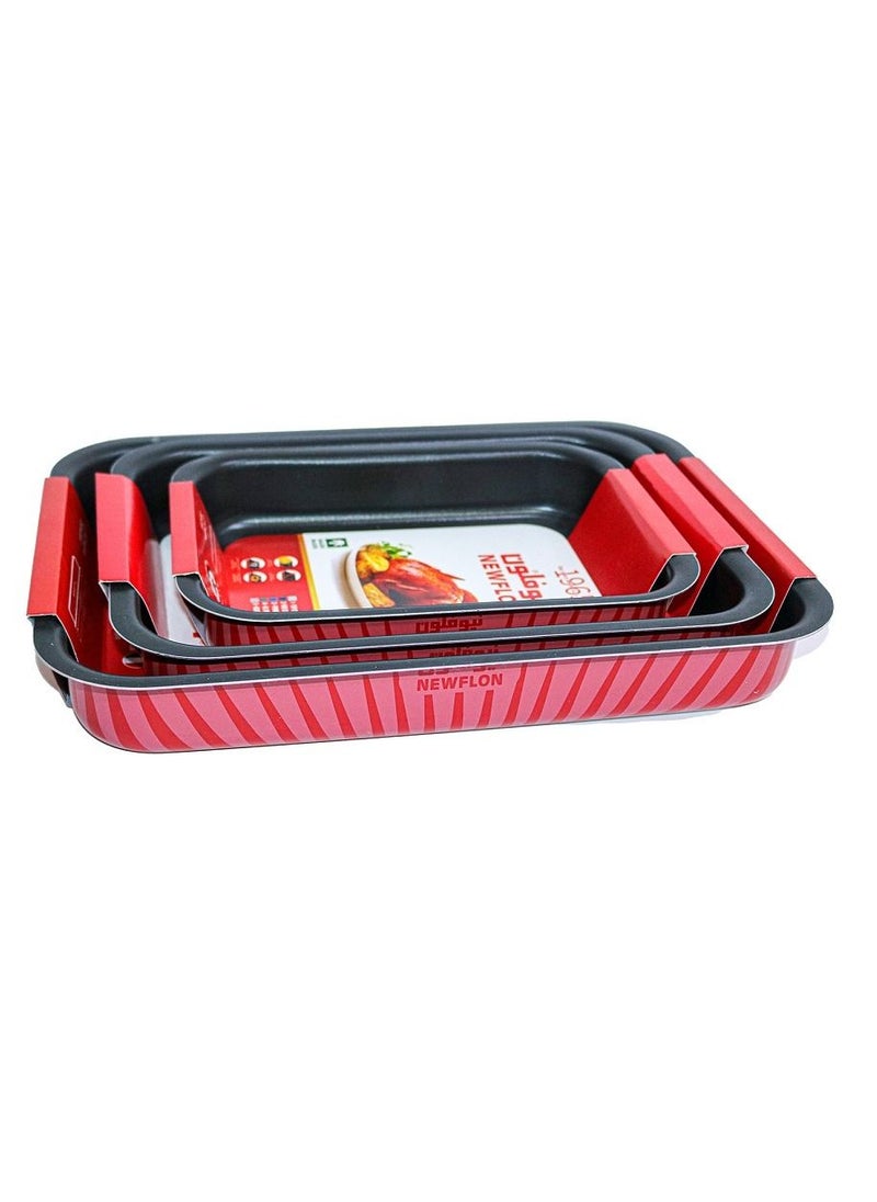 Newfloon Newflon 3-piece rectangular oven tray set for multi-use  - Image 2