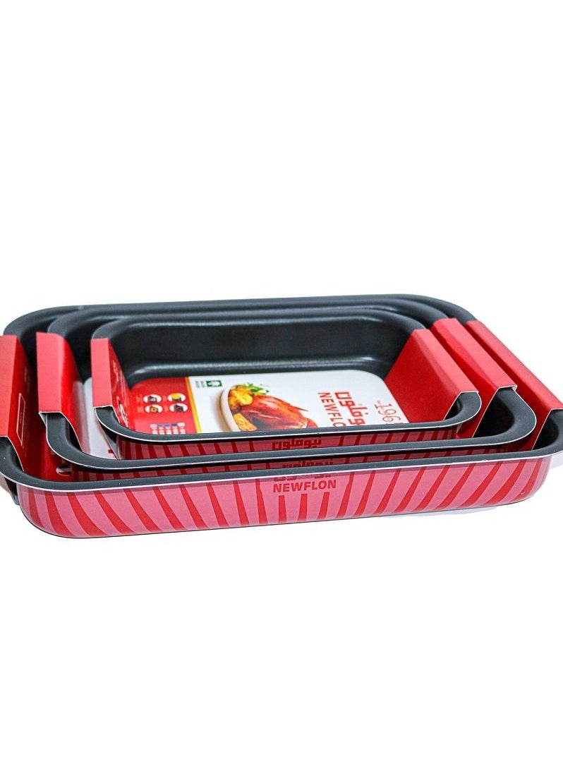 Newfloon Newflon 3-piece rectangular oven tray set for multi-use  - Image 4