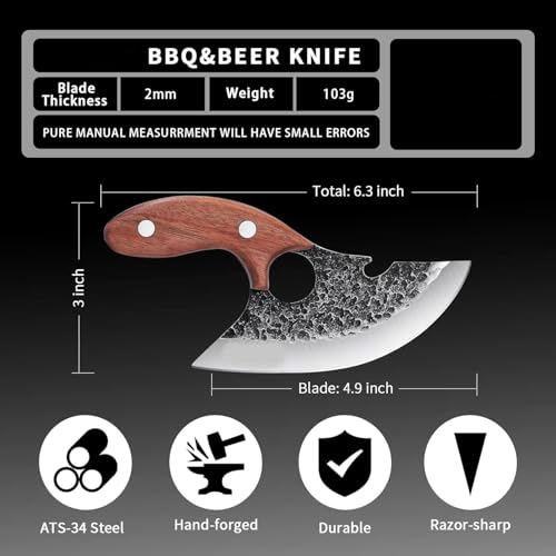 UNIQUE CART Full Tang Boning Knife with Premium Leather Sheath | Professional Meat & Vegetable Cutting Knife | Sharp Stainless Steel Blade for Kitchen & Culinary Use (Leather_Cover) - Image 2