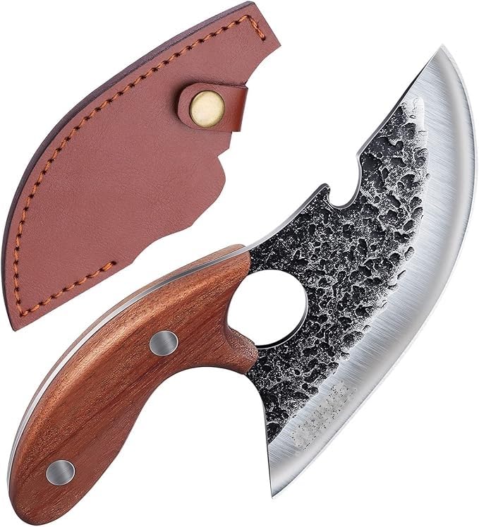 UNIQUE CART Full Tang Boning Knife with Premium Leather Sheath | Professional Meat & Vegetable Cutting Knife | Sharp Stainless Steel Blade for Kitchen & Culinary Use (Leather_Cover) - Image 1