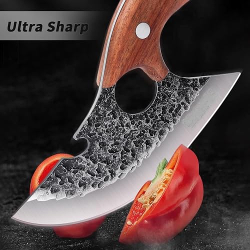UNIQUE CART Full Tang Boning Knife with Premium Leather Sheath | Professional Meat & Vegetable Cutting Knife | Sharp Stainless Steel Blade for Kitchen & Culinary Use (Leather_Cover) - Image 5
