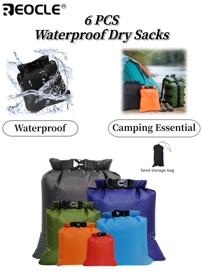 REOCLE 6PCS Waterproof Dry Sacks Lightweight Outdoor Dry Bags Ultimate Watertight Bags for Rafting Boating Camping Suitable for Camping Climbing Rafting Convenient to Store Personal Belongings - Image 1