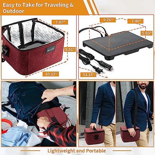 Aotto Portable Oven, Electric Lunch Box Food Heater - 12V/24V/110V 3-in-1 Car Food Warmer - Heated Lunch Box for Adults - Cook, Reheat & Keep Meals Warm for Car, Truck, Travel, Work, Home - Red - Image 4