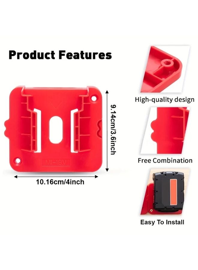 Red 5 Pack Hanging Base Battery Holder Wall Mounted Storage - Image 3