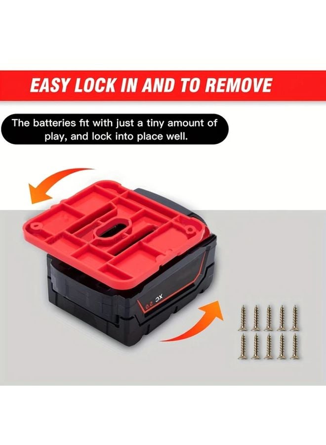 Red 5 Pack Hanging Base Battery Holder Wall Mounted Storage - Image 5