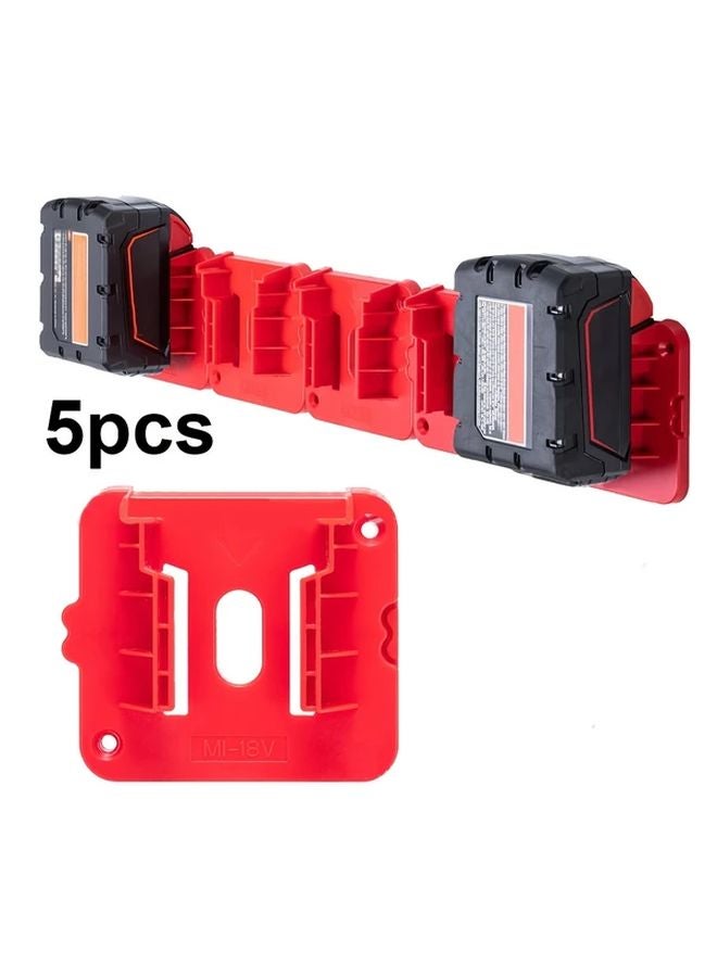 Red 5 Pack Hanging Base Battery Holder Wall Mounted Storage - Image 1