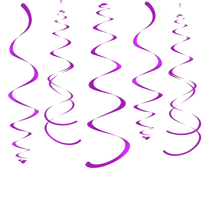 WEVEN Purple Party Hanging Swirl Decorations Plastic Streamer for Ceiling Pack of 28