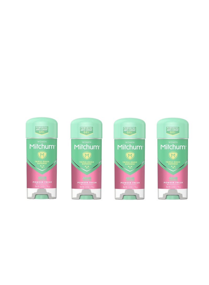 Mitchum Mitchum Anti-Perspirant & Deodorant for Women, Power Gel, Powder Fresh, 3.4 oz (96 g) (Pack of 4)