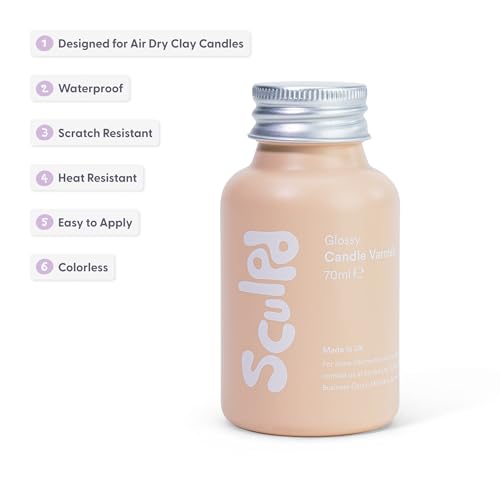 Sculpd Glossy Clear Coat CandleMaking Acrylic Varnish for Acrylic Painting Colorless Scratch Resistant High Gloss Varnish for Clay Candles Pottery Air Dry Clay Glaze Sealer 70ml - Image 3