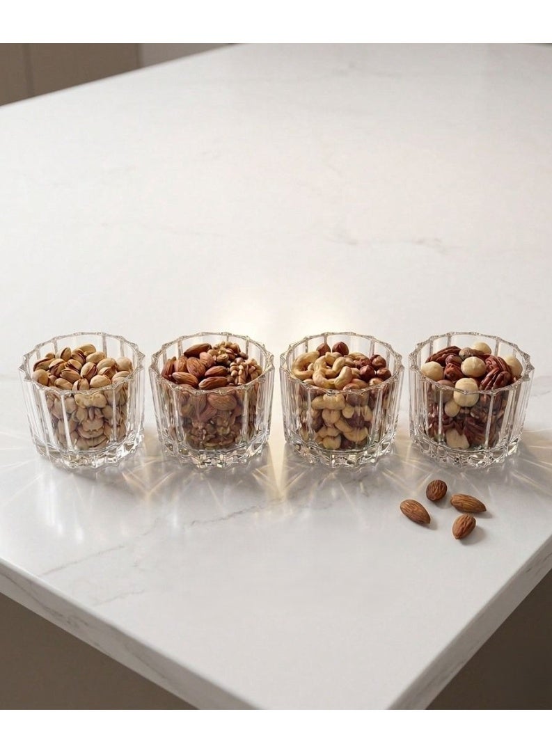 4-piece set of high-quality glass serving bowls and nut containers, patterned - Image 1