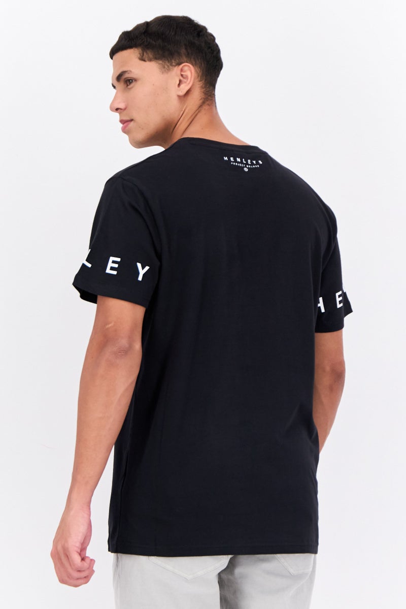 Henleys Men Crew Neck Short Sleeves Graphic Printed T-Shirt, Black - Image 3