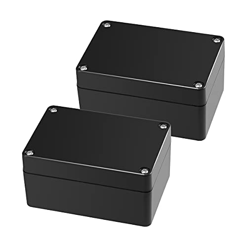 PINFOX 2 Pack Black Waterproof Plastic Project Box ABS IP65 Electronic Junction Box Enclosure 3.94 x 2.68 x 1.97 inch (100 x 68 x 50 mm) - Image 1