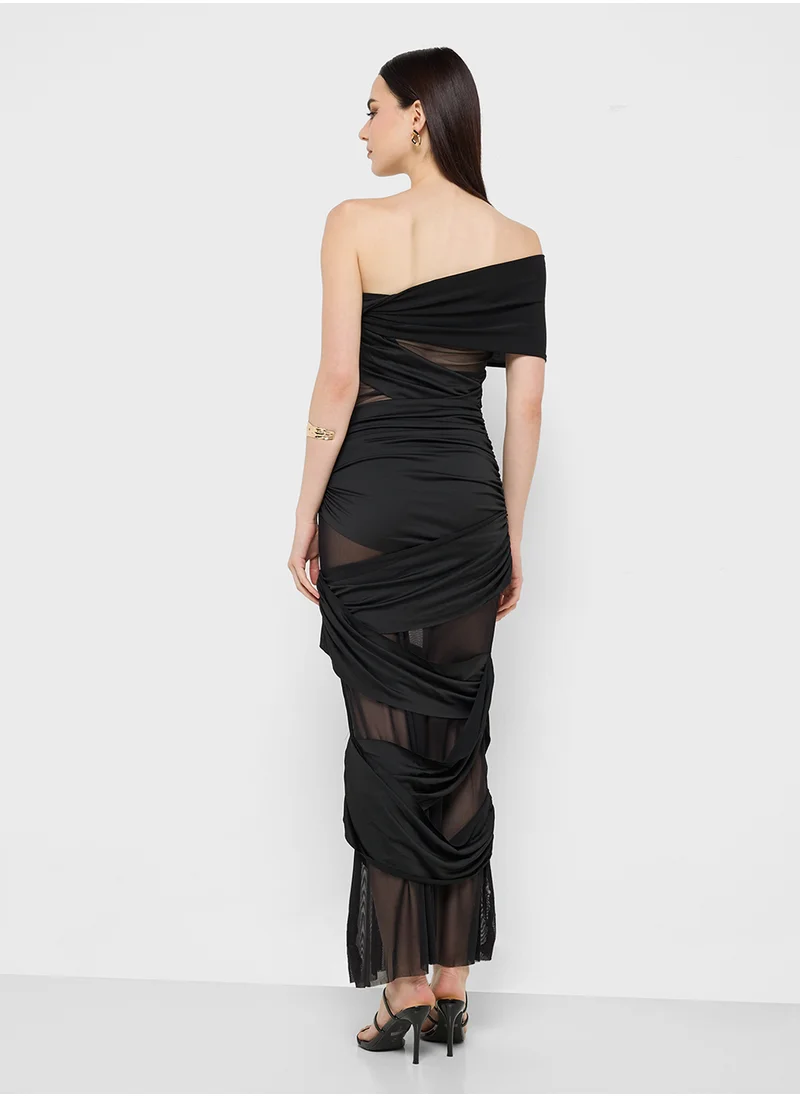 جينجر Mesh Overlay Dress