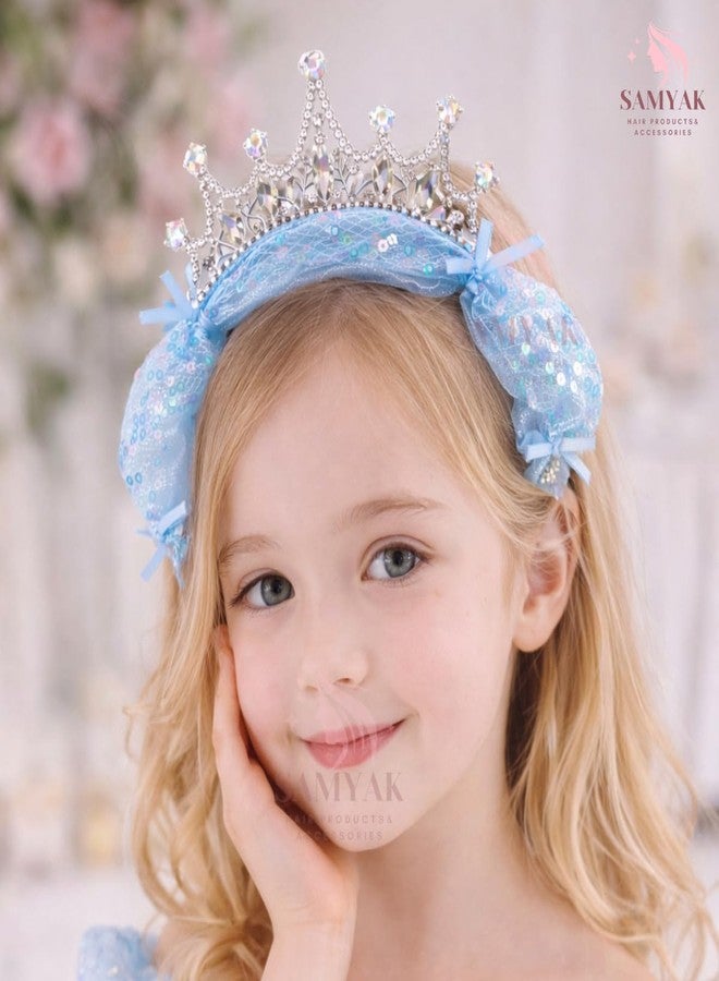 Samyak Princess Hairband for Girls | Sequin Crown Tiara Headband | Party Dress Up Hair Accessory (Blue) - Image 5