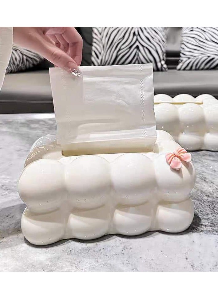 Acrylic Bubbles Tissue Box - Chic and High Quality Design, Made of Pure Acrylic, Perfect for Home Decor L (White) - Image 1