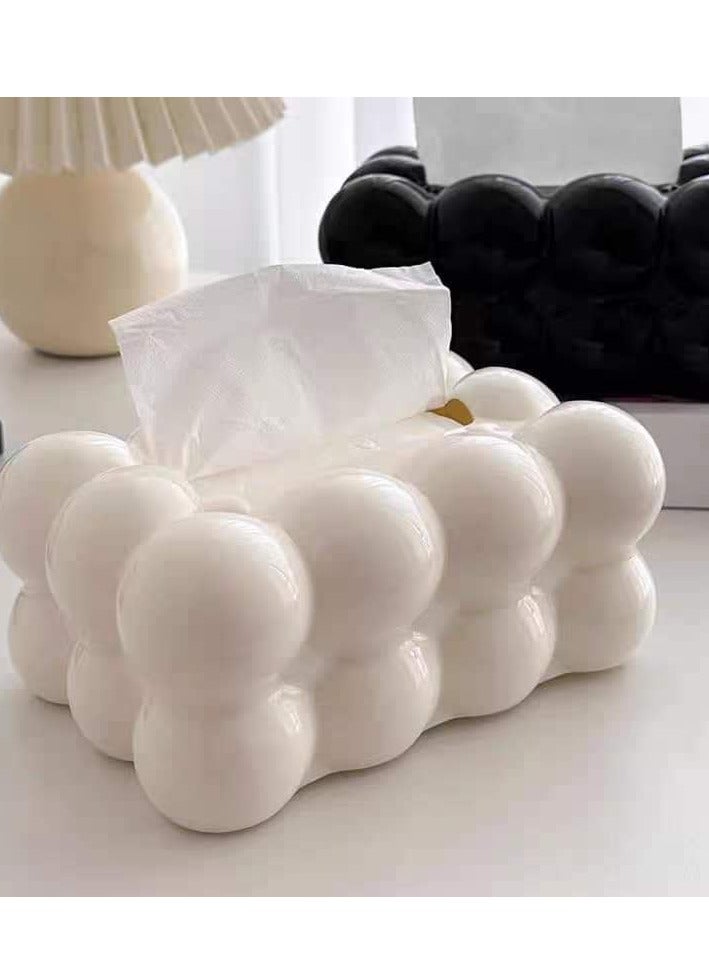 Acrylic Bubbles Tissue Box - Chic and High Quality Design, Made of Pure Acrylic, Perfect for Home Decor L (White) - Image 2