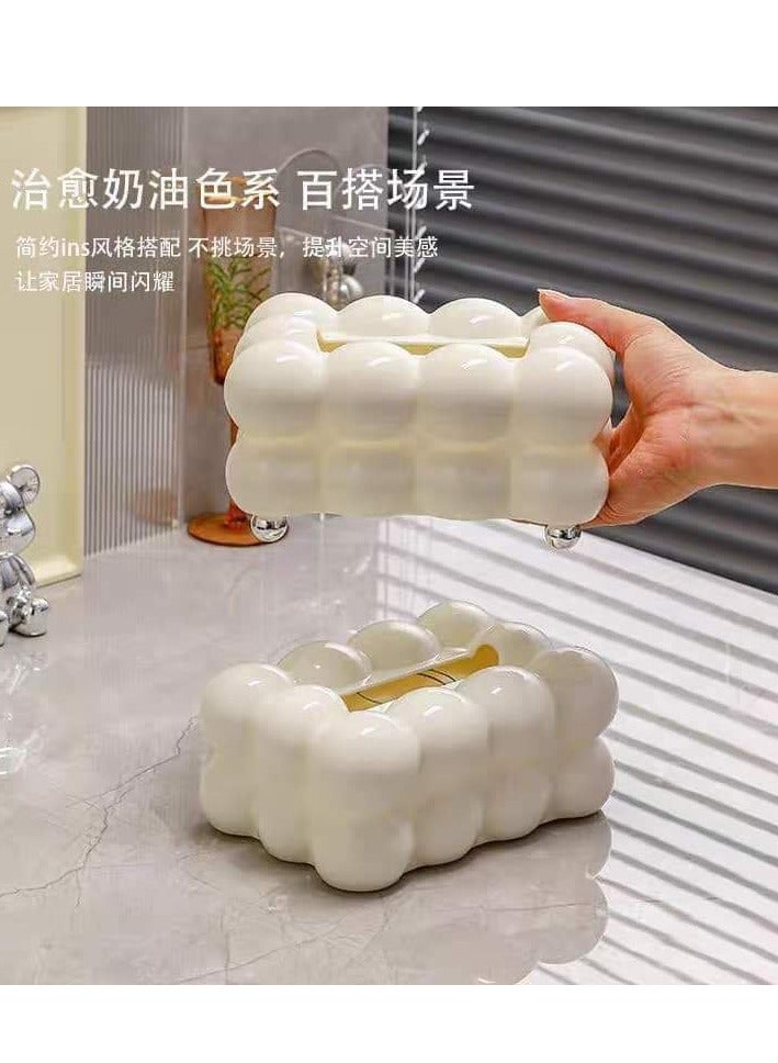 Acrylic Bubbles Tissue Box - Chic and High Quality Design, Made of Pure Acrylic, Perfect for Home Decor L (White) - Image 4