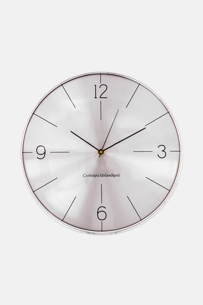 Catherine Malandrino Wall Clock With Aluminum Frame And Dial, Silver - Image 1