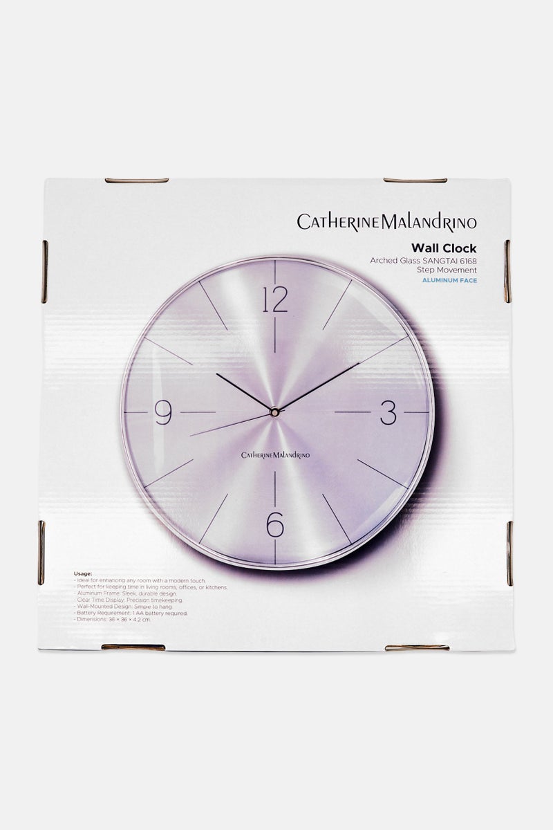 Catherine Malandrino Wall Clock With Aluminum Frame And Dial, Silver - Image 2