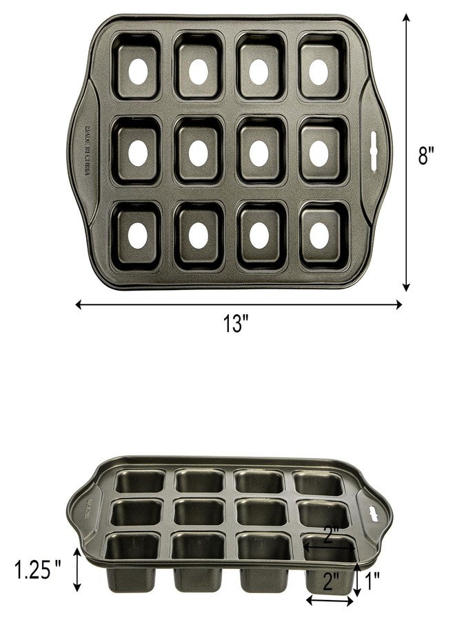 Tosnail 2 Pack 12 Cavity Mini Cheesecake Pan with Removable Bottom, All Edges Brownie Pans, Square Cupcake Muffin Pan, Small Bread Loaf Mold - Square - Image 2