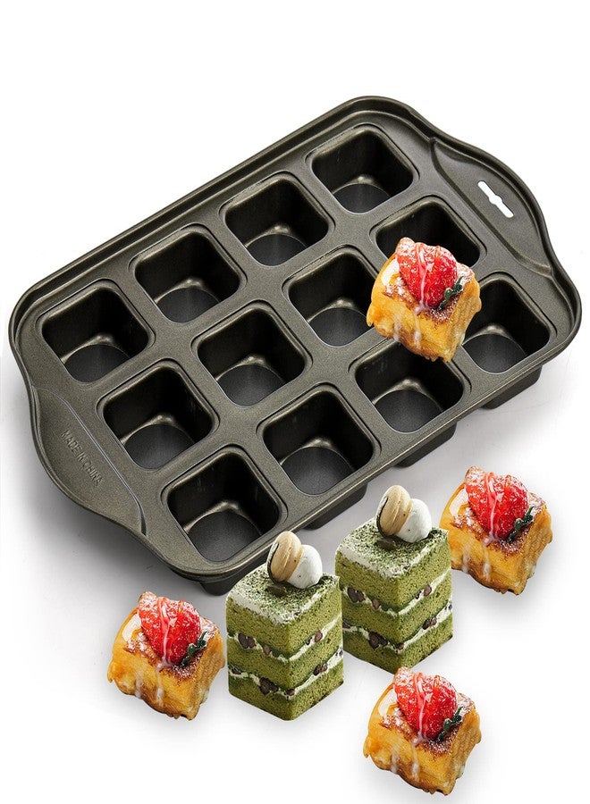 Tosnail 2 Pack 12 Cavity Mini Cheesecake Pan with Removable Bottom, All Edges Brownie Pans, Square Cupcake Muffin Pan, Small Bread Loaf Mold - Square - Image 5