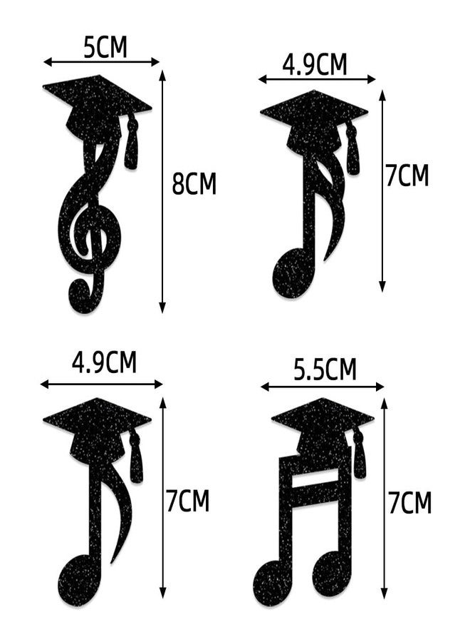 Geluode Conservatory of Music Graduation Cupcake Toppers, 24pcs Glitter Musical Note Design With Graduate Cap Cupcake Decorations, for Graduation Party Supplies, Cake Decor Party Favors, Cake Accessories - Image 3