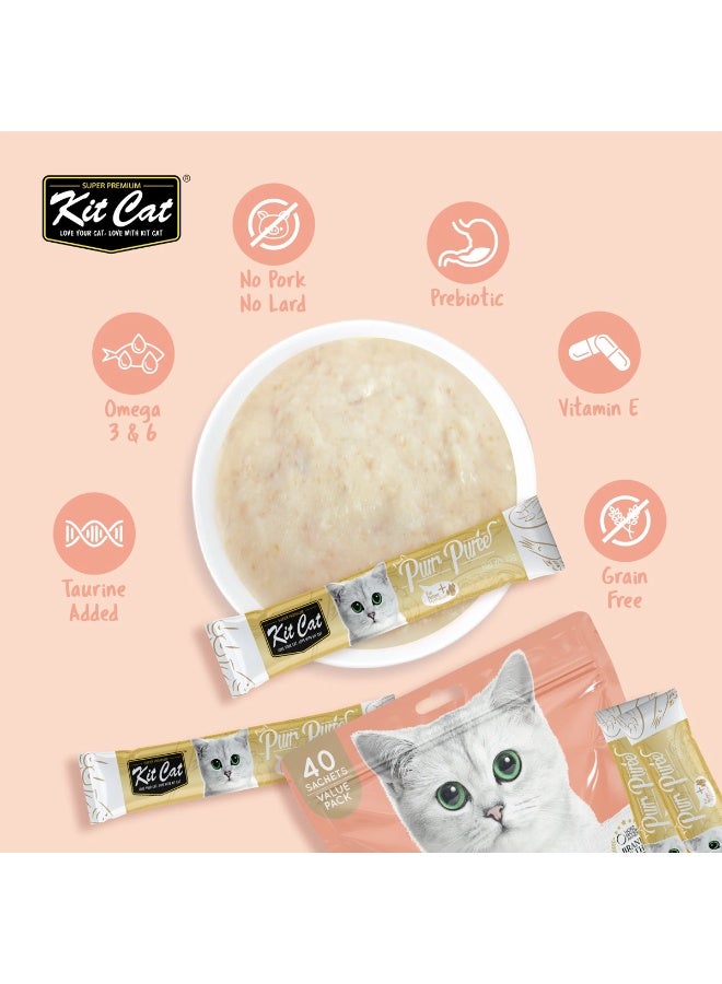 Kit Cat Purr Puree Chicken and Salmon (40 x 15g Sachets Value Pack) - Image 1