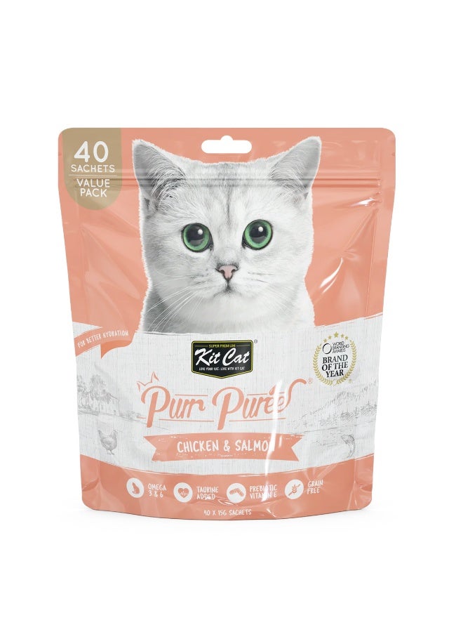 Kit Cat Purr Puree Chicken and Salmon (40 x 15g Sachets Value Pack) - Image 3