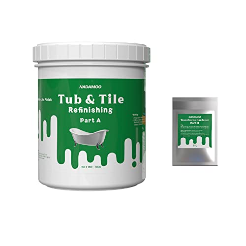 NADAMOO Tub and Tile Refinishing Kit White, Without Tools, 500g/17 oz Emulsion and 10g Hardener - Image 1
