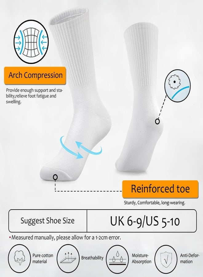 MESU Cotton Crew Socks for Men 4 Pairs Socks for Running Sport 2 Pairs Black + 2 Pairs White - Image 4
