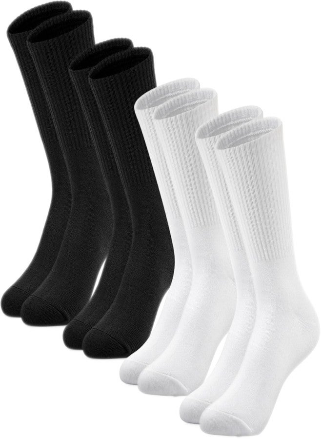 MESU Cotton Crew Socks for Men 4 Pairs Socks for Running Sport 2 Pairs Black + 2 Pairs White - Image 1