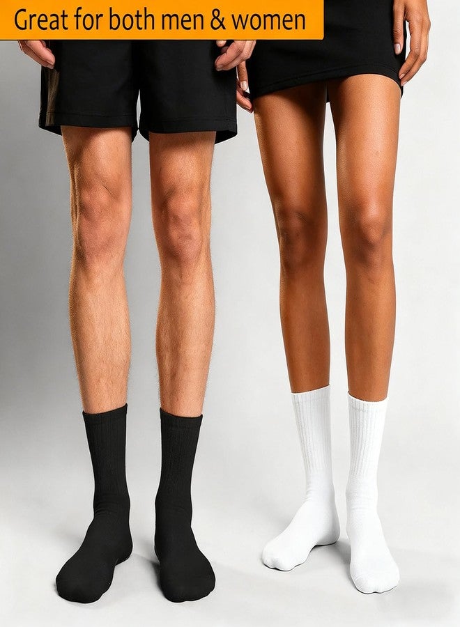 MESU Cotton Crew Socks for Men 4 Pairs Socks for Running Sport 2 Pairs Black + 2 Pairs White - Image 2