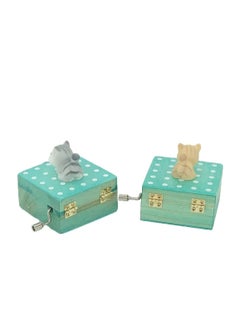 Excefore Wooden Hand Crank Music Box, Blue Box Wedding Birthday Musical Gift, Castle in The Sky, Lovely Cat  - Image 4
