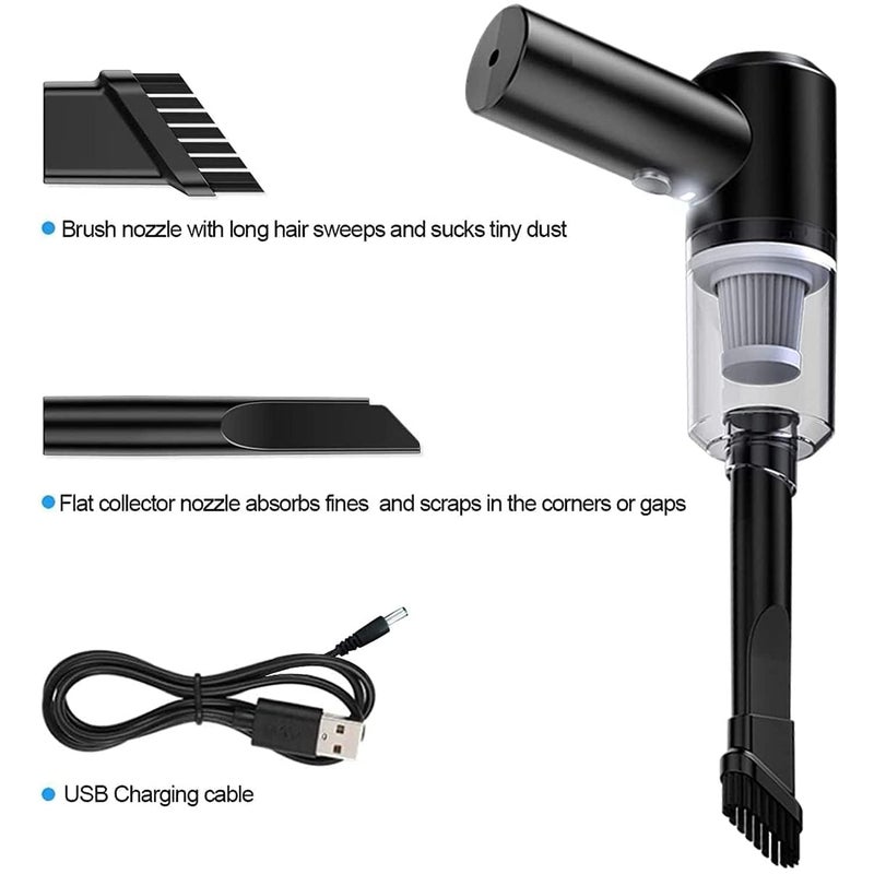 Uzox 3IN1 Portable Car Vacuum Cleaner with Blower | USB Rechargeable Wireless Handheld Car Vacuum Cleaner Traveling, Camping Reusable,Portable,Rechargeable (Blue 1) - Image 3