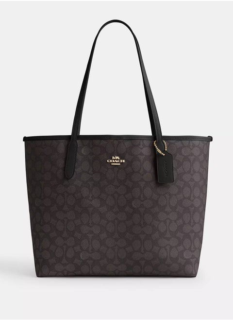 Coach City Tote Bag In Signature Canvas Women's Fashion Versatile Large Capacity Large Size Handheld Shoulder Bag Tote Bag