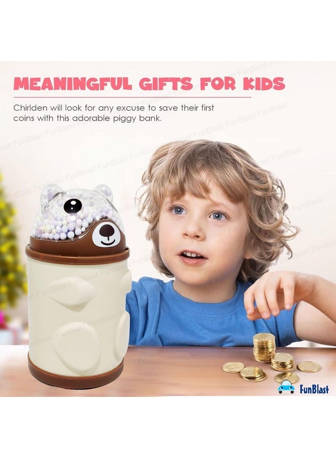 FunBlast Piggy Bank - Bear Shaped Coin Box for Kids, Money Bank for Kids, Piggy Bank for Kids, Money Box for Kids, Coin Box with Password Lock, Gifts for Girls, Best Return Gifts for Kids (Brown) - Image 3