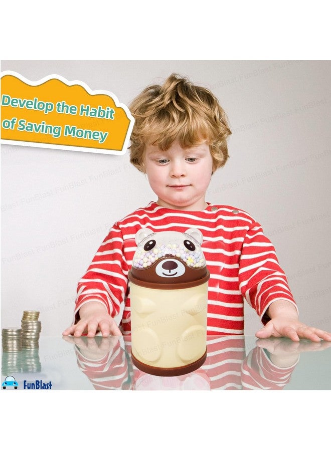 FunBlast Piggy Bank - Bear Shaped Coin Box for Kids, Money Bank for Kids, Piggy Bank for Kids, Money Box for Kids, Coin Box with Password Lock, Gifts for Girls, Best Return Gifts for Kids (Brown) - Image 4
