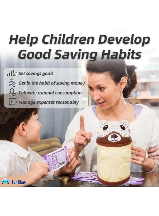 FunBlast Piggy Bank - Bear Shaped Coin Box for Kids, Money Bank for Kids, Piggy Bank for Kids, Money Box for Kids, Coin Box with Password Lock, Gifts for Girls, Best Return Gifts for Kids (Brown) - Image 5