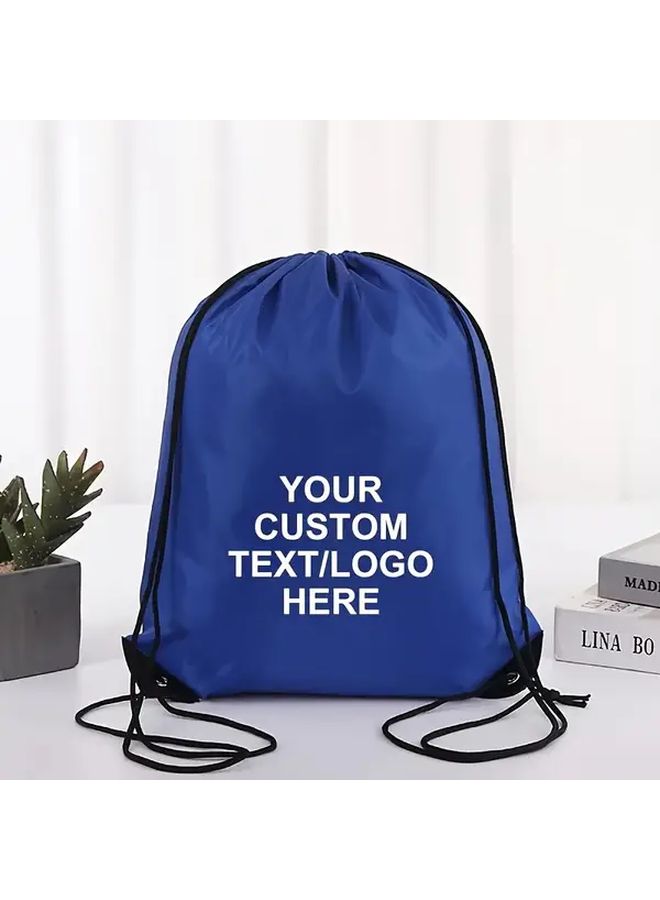 10pcs Royal Blue Customizable Polyester Drawstring Bags Personalized Gift Bags - Image 2