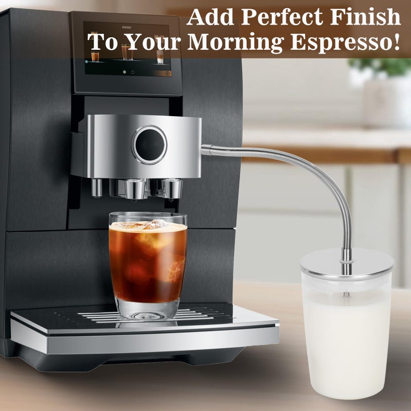 Jisculo Clear Glass Milk Container for Jura,Compatible with Jura Coffee Machine Models: Z8,Z6,J6,S8, S80, E8,GIGA X8cG2/X8G2/X3cG2/X3G2/5,X8,X10,WE8,W3,X7,ENA 8,Micro 90,E6,D6,16.9oz Glass Milk Container - Image 2