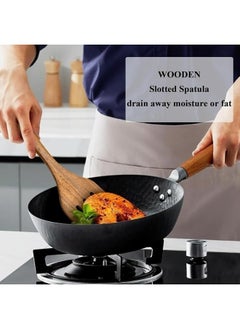 Happy Home Wooden Cooking Spoon Wooden Spoon with Holes for Stirring Food Non-Stick Cookware 30cm  - Image 2