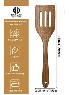 Happy Home Wooden Cooking Spoon Wooden Spoon with Holes for Stirring Food Non-Stick Cookware 30cm  - Image 3